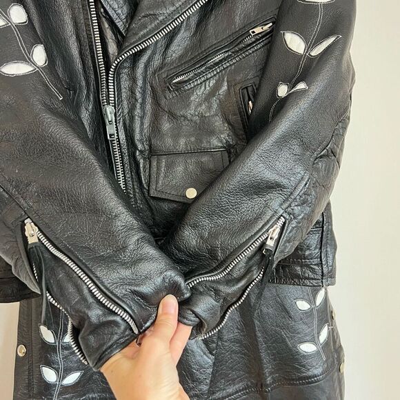 Vintage Screaming Eagle Black Leather Jacket Size 40 With Leather Chaps Large - Picture 5 of 16